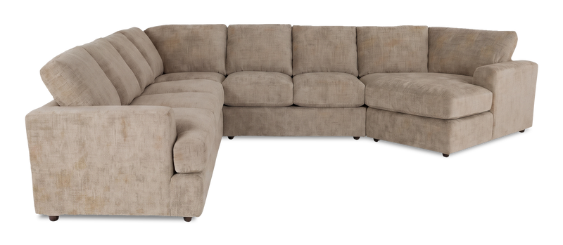 Sofa sectionnel de droite 4 pièces avec fauteuil enveloppant personnalisable Curve de Sofa Lab fabriqué au Canada en tissu - Chenille Praline