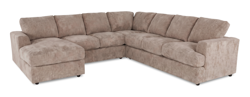Sofa sectionnel de gauche 4 pièces avec fauteuil long personnalisable Curve de Sofa Lab fabriqué au Canada en tissu - Chenille Praline