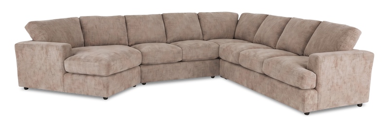 Sofa sectionnel de gauche 4 pièces avec fauteuil enveloppant personnalisable Curve de Sofa Lab fabriqué au Canada en tissu - Chenille Praline