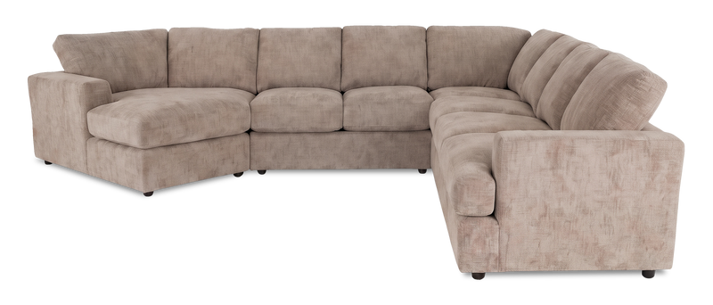 Sofa sectionnel de gauche 4 pièces avec fauteuil enveloppant personnalisable Curve de Sofa Lab fabriqué au Canada en tissu - Chenille Praline
