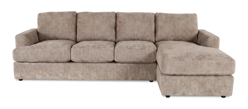 Sofa avec fauteuil long de droite personnalisable Curve de Sofa Lab fabriqué au Canada en tissu - Chenille Praline