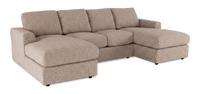 Sofa sectionnel avec deux fauteuils longs personnalisable Curve de Sofa Lab fabriqué au Canada en tissu - Chenille Praline
