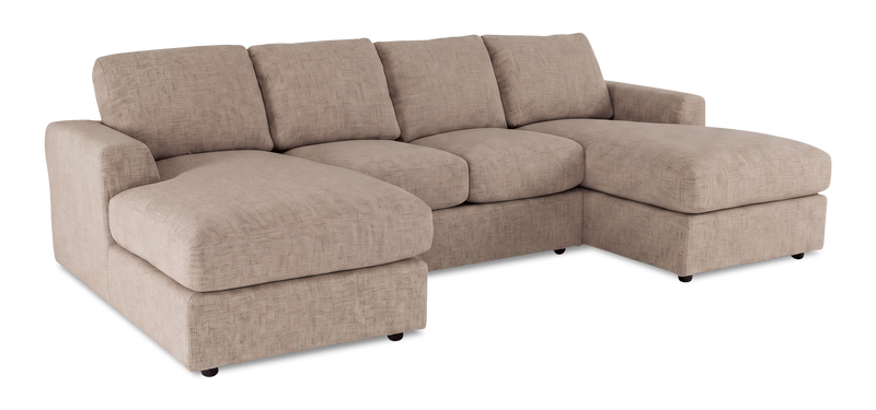 Sofa sectionnel avec deux fauteuils longs personnalisable Curve de Sofa Lab fabriqué au Canada en tissu - Chenille Praline