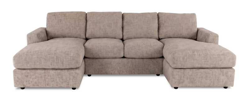 Sofa sectionnel avec deux fauteuils longs personnalisable Curve de Sofa Lab fabriqué au Canada en tissu - Chenille Praline