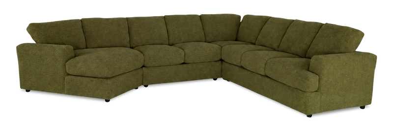 Sofa sectionnel de gauche 4 pièces avec fauteuil enveloppant personnalisable Curve de Sofa Lab fabriqué au Canada en tissu - Chenille Moss