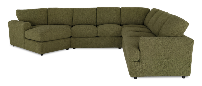 Sofa sectionnel de gauche 4 pièces avec fauteuil enveloppant personnalisable Curve de Sofa Lab fabriqué au Canada en tissu - Chenille Moss