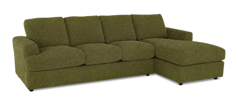 Sofa avec fauteuil long de droite personnalisable Curve de Sofa Lab fabriqué au Canada en tissu - Chenille Moss