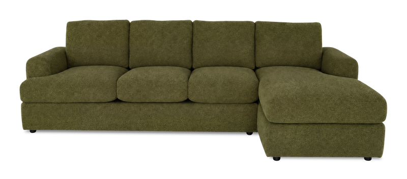 Sofa avec fauteuil long de droite personnalisable Curve de Sofa Lab fabriqué au Canada en tissu - Chenille Moss