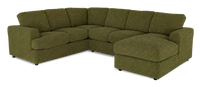 Sofa sectionnel de droite 3 pièces avec fauteuil long personnalisable Curve de Sofa Lab fabriqué au Canada en tissu - Chenille Moss