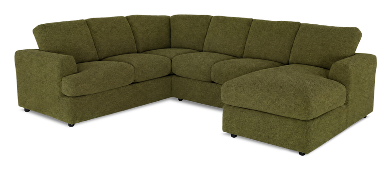 Sofa sectionnel de droite 3 pièces avec fauteuil long personnalisable Curve de Sofa Lab fabriqué au Canada en tissu - Chenille Moss
