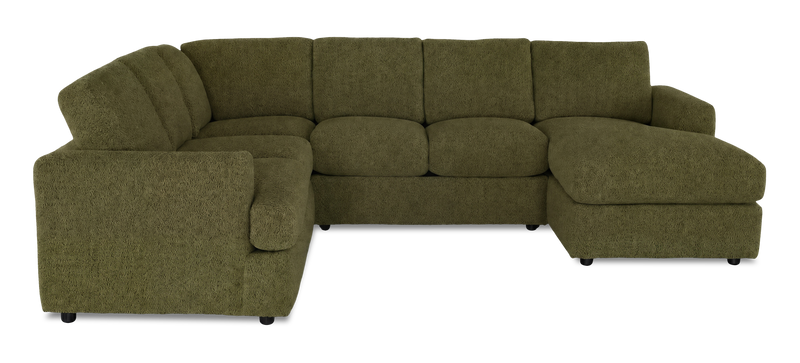 Sofa sectionnel de droite 3 pièces avec fauteuil long personnalisable Curve de Sofa Lab fabriqué au Canada en tissu - Chenille Moss