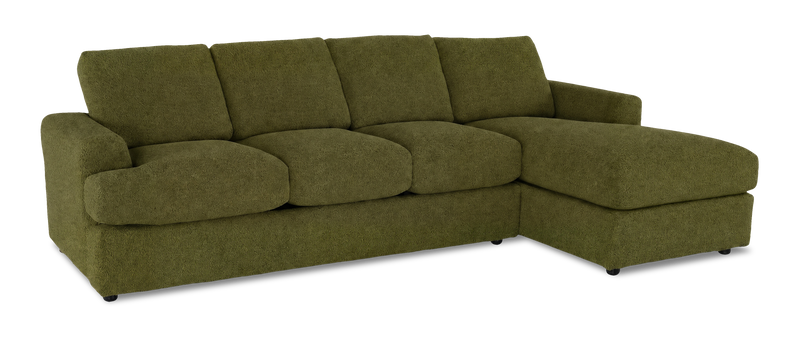 Sofa-lit sectionnel de droite personnalisable Curve de Sofa Lab fabriqué au Canada en tissu - Chenille Moss