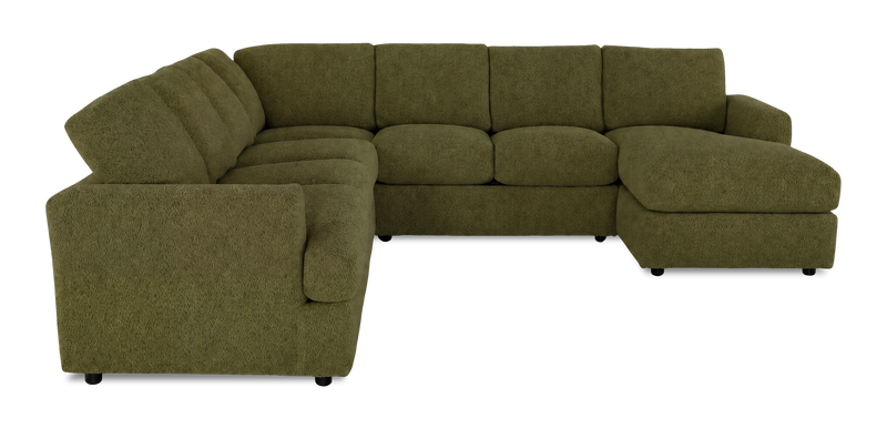 Sofa sectionnel de droite 4 pièces avec fauteuil long personnalisable Curve de Sofa Lab fabriqué au Canada en tissu - Chenille Moss