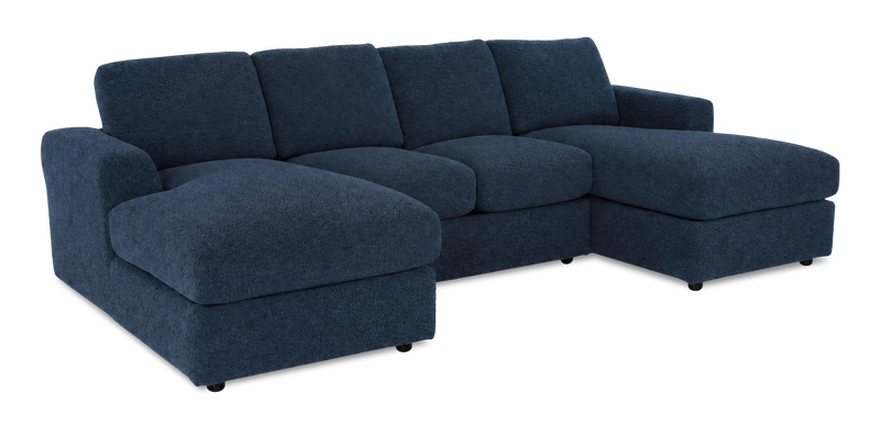 Sofa sectionnel avec deux fauteuils longs personnalisable Curve de Sofa Lab fabriqué au Canada en tissu - Chenille Pacific