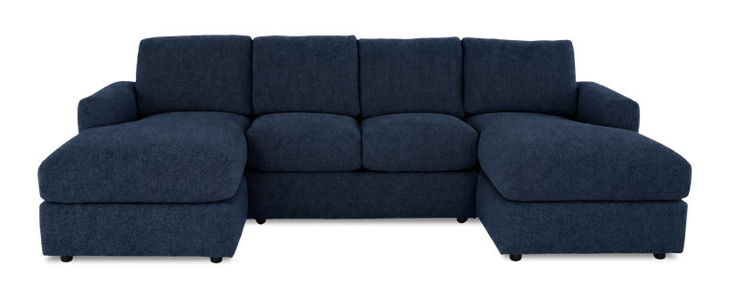 Sofa sectionnel avec deux fauteuils longs personnalisable Curve de Sofa Lab fabriqué au Canada en tissu - Chenille Pacific