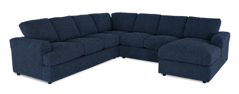 Sofa sectionnel de droite 4 pièces avec fauteuil long personnalisable Curve de Sofa Lab fabriqué au Canada en tissu - Chenille Pacific