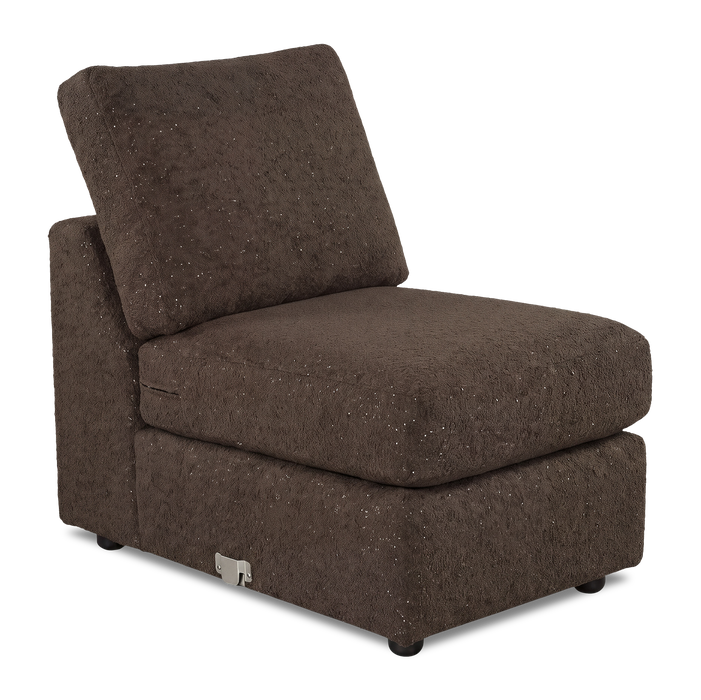 Fauteuil sans accoudoirs personnalisable Curve de Sofa Lab de 24 po fabriqué au Canada en tissu Teddy - Teddy Walnut