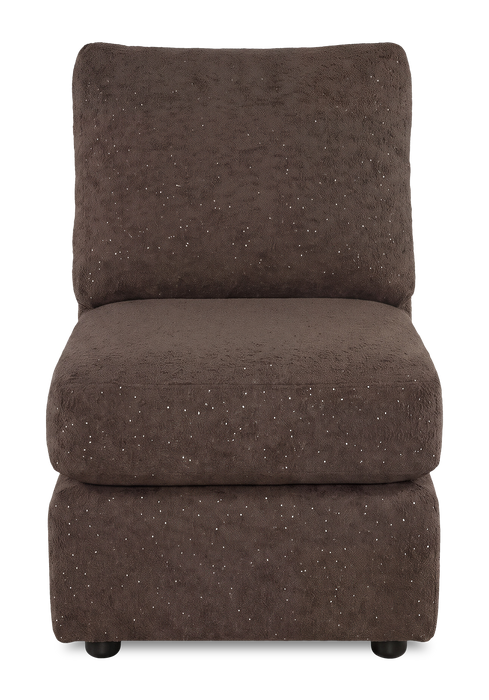 Fauteuil sans accoudoirs personnalisable Curve de Sofa Lab de 24 po fabriqué au Canada en tissu Teddy - Teddy Walnut