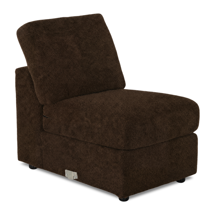 Fauteuil sans accoudoirs personnalisable Curve de Sofa Lab de 24 po fabriqué au Canada en tissu Plush - Plush Chocolate