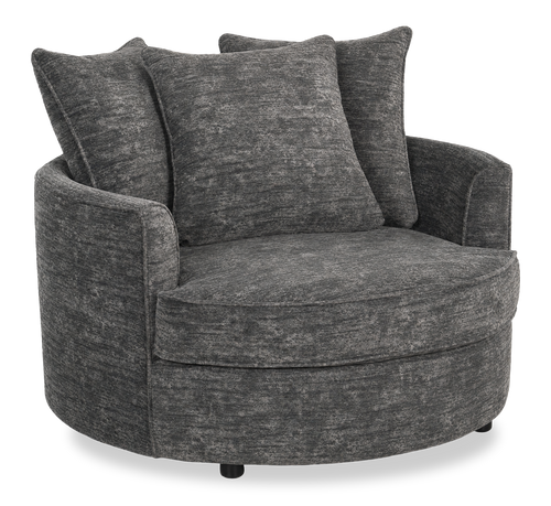  Fauteuil d’appoint enveloppant personnalisable Plush Cuddler de Sofa Lab de 48 po fabriqué au Canada en tissu - Plush Charcoal