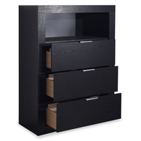 Commode verticale de chambre à coucher Delta de 32 po (l) x 44 po (H) à 3 tiroirs avec tablette de rangement - noire