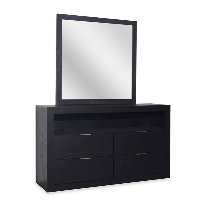 Commode de chambre à coucher Delta de 57 po (l) x 33 po (H) à 4 tiroirs avec tablette de rangement - noire
