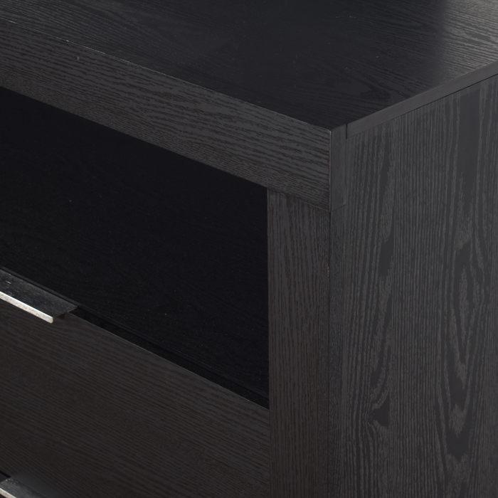 Commode de chambre à coucher Delta de 57 po (l) x 33 po (H) à 4 tiroirs avec tablette de rangement - noire