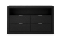 Commode de chambre à coucher Delta de 57 po (l) x 33 po (H) à 4 tiroirs avec tablette de rangement - noire