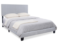 Lit rembourré Delta en tissu de polyester gris - format très grand lit