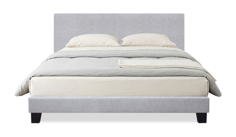 Lit rembourré Delta en tissu de polyester gris - format très grand lit