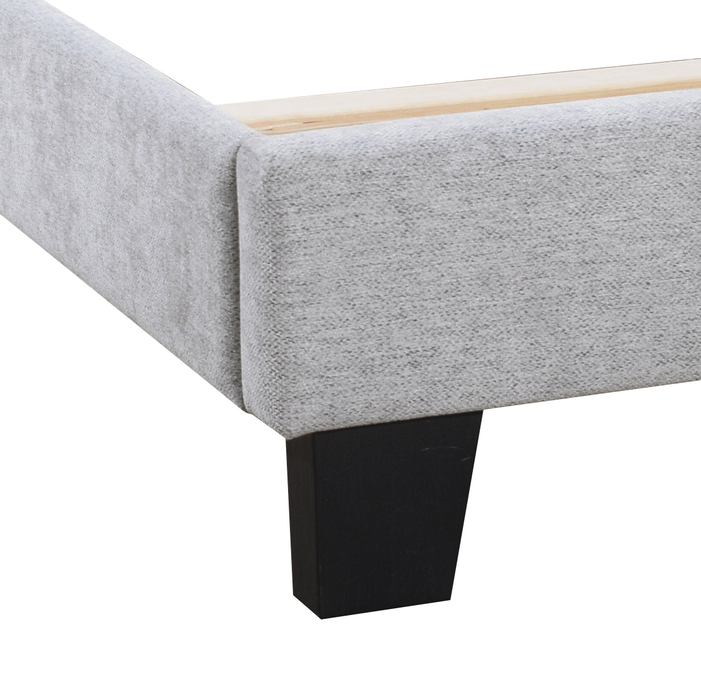 Lit rembourré Delta en tissu de polyester gris - format grand lit