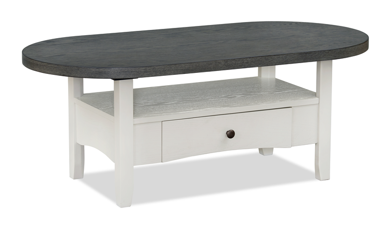 Table à café ovale moderne Dena de 47 po - gris tourterelle