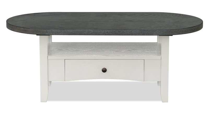Table à café ovale moderne Dena de 47 po - gris tourterelle