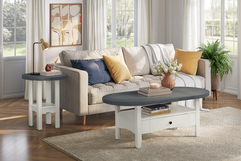 Table de bout ronde moderne Dena de 20 po - gris tourterelle