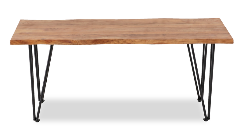 Table à café industrielle Dillon de 45 po avec pattes de style épingle en fer - acacia naturel