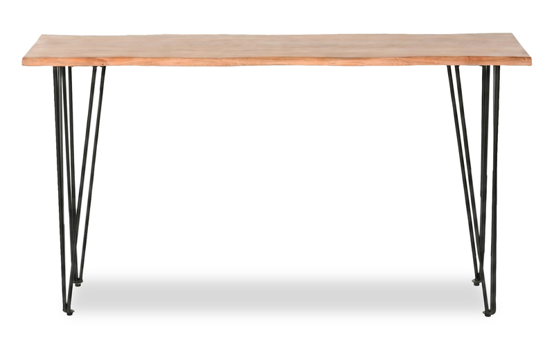 Table de salon industrielle Dillon de 45 po avec pattes de style épingle en fer - acacia naturel