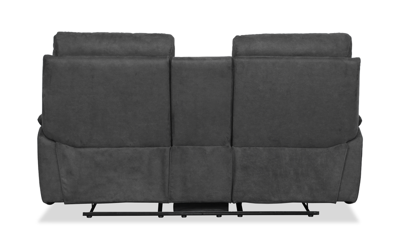Causeuse à inclinaison manuelle contemporaine Eddie de 71,7 po en suédine avec console de rangement - gris foncé 