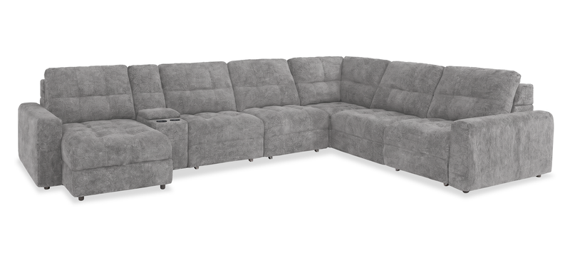 Sofa sectionnel modulaire à coulissement électrique de gauche Elevate de Scott Living 7 pièces en tissu de chenille avec rangement - gris