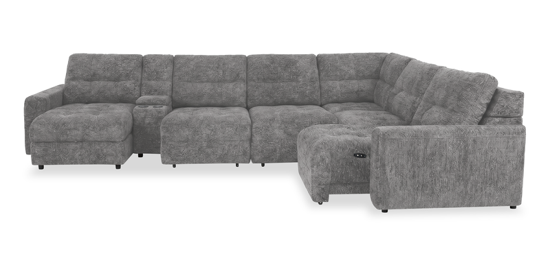 Sofa sectionnel modulaire à coulissement électrique de gauche Elevate de Scott Living 7 pièces en tissu de chenille avec rangement - gris