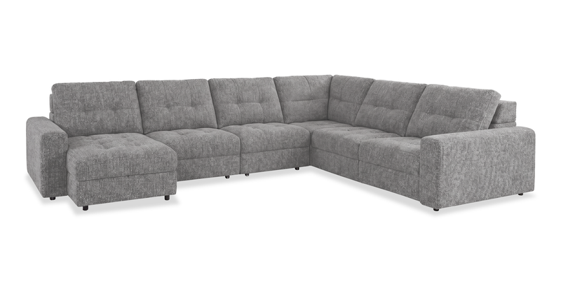 Sofa sectionnel modulaire à coulissement et inclinaison électriques de gauche Elevate de Scott Living 6 pièces en tissu de chenille - gris