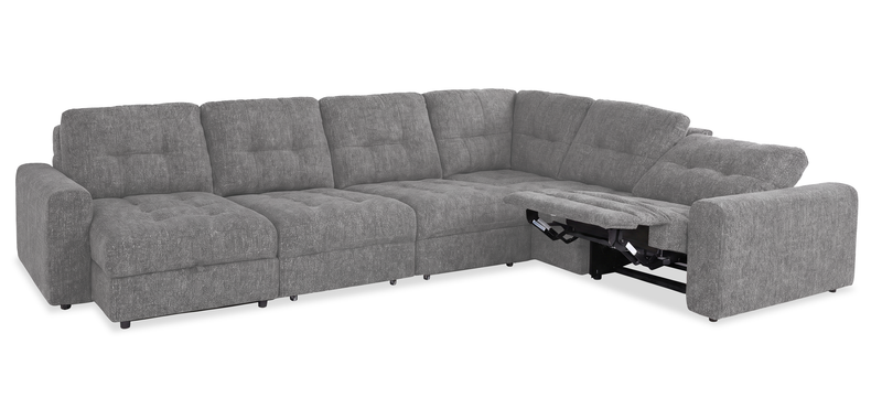 Sofa sectionnel modulaire à coulissement et inclinaison électriques de gauche Elevate de Scott Living 6 pièces en tissu de chenille - gris