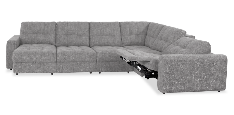 Sofa sectionnel modulaire à coulissement et inclinaison électriques de gauche Elevate de Scott Living 6 pièces en tissu de chenille - gris
