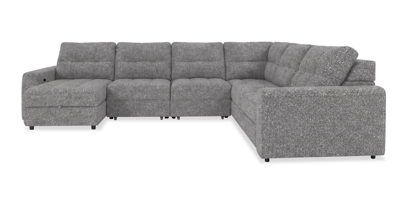Sofa sectionnel modulaire à coulissement et inclinaison électriques de gauche Elevate de Scott Living 6 pièces en tissu de chenille - gris