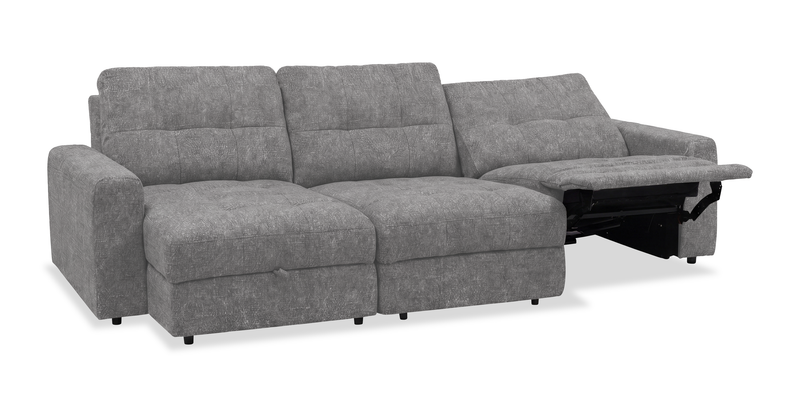 Sofa sectionnel modulaire à coulissement et inclinaison électriques de gauche Elevate de Scott Living 3 pièces en tissu de chenille - gris