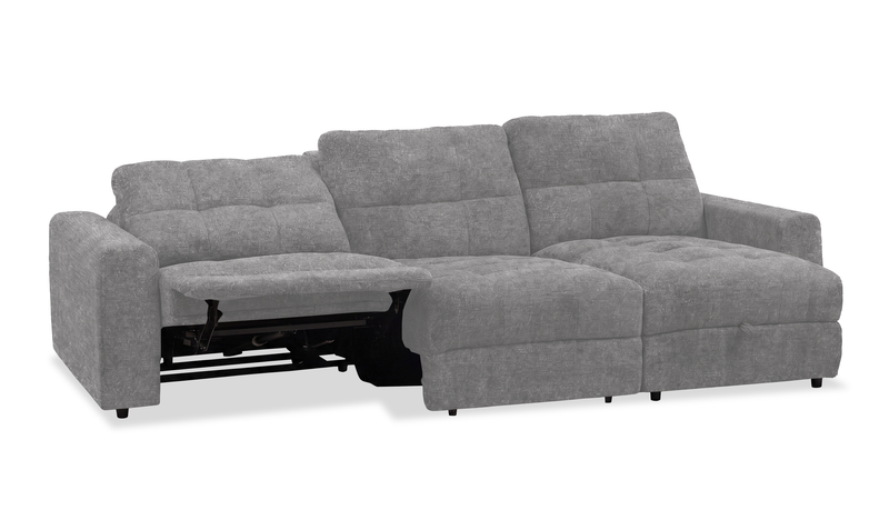 Sofa sectionnel modulaire à coulissement et inclinaison électriques de droite Elevate de Scott Living 3 pièces en tissu de chenille - gris