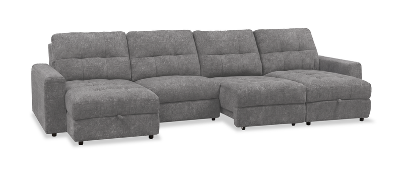 Sofa sectionnel modulaire à coulissement électrique Elevate de Scott Living 4 pièces en chenille avec 2 fauteuils longs de rangement - gris