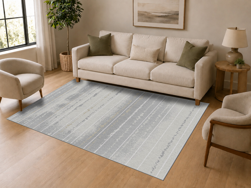 Carpette Ellison grise à motif de vague - 5 pi x 7 pi