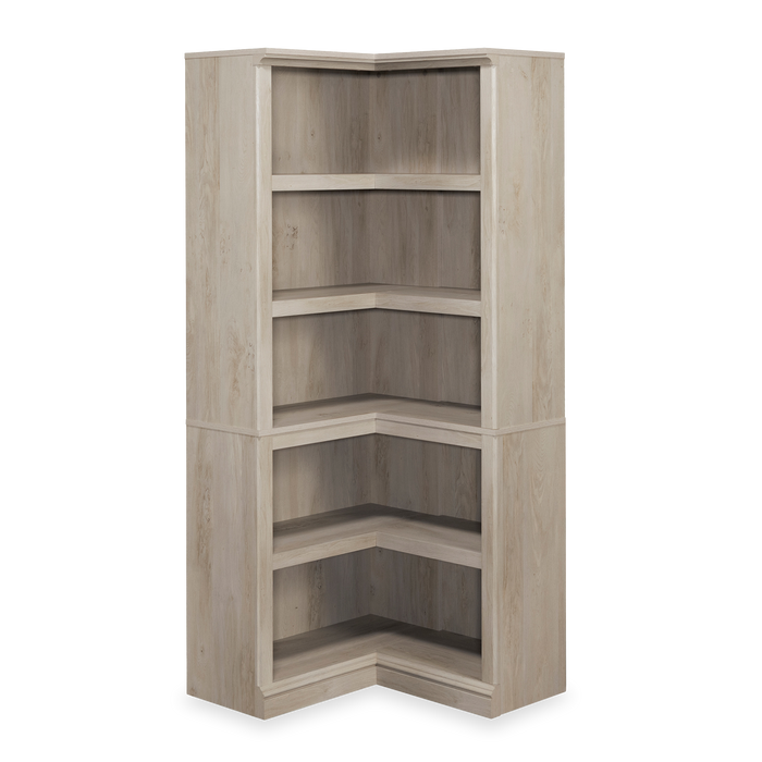 Bibliothèque en coin Elven de 29,25 po avec 5 tablettes ouvertes - marron blanchi