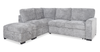 Sofa-lit sectionnel de gauche Emerie 3 pièces en chenille avec pouf de rangement - gris