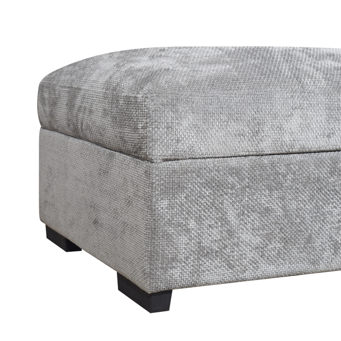Sofa-lit sectionnel de gauche Emerie 3 pièces en chenille avec pouf de rangement - gris